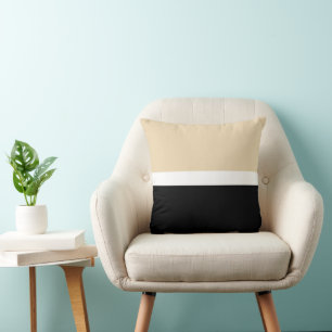 Beige Black Abstract Stripe Throw Pillow