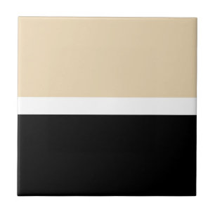 Beige Black Abstract Stripe Tile
