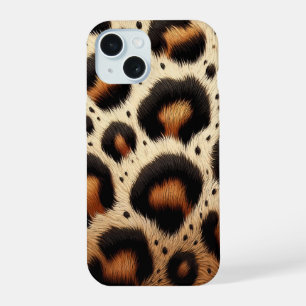 Beige & Black Cheetah Fur Animal Print Spots iPhone 15 Case