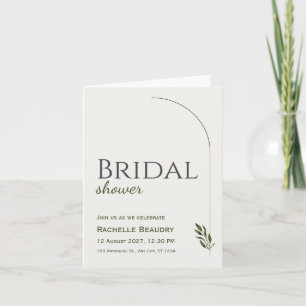 Beige Black Floral Bridal Shower Folded Invitation