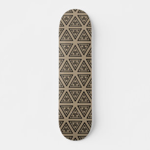 Beige Black Geometrie Pattern Skateboard deck.