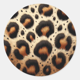 Beige & Black Leopard Fur Animal Print Spots  Classic Round Sticker