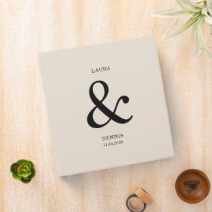 Beige Black Monogram Personalized Wedding Album Binder