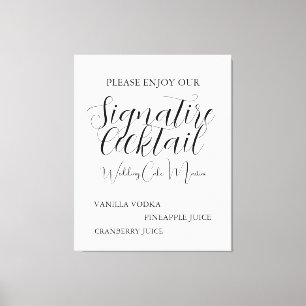 Beige Black Script Wedding Signature Drink Poster Canvas Print