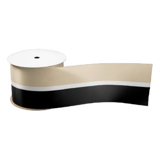 Beige & Black Striped Minimalist Vintage Elegant Satin Ribbon