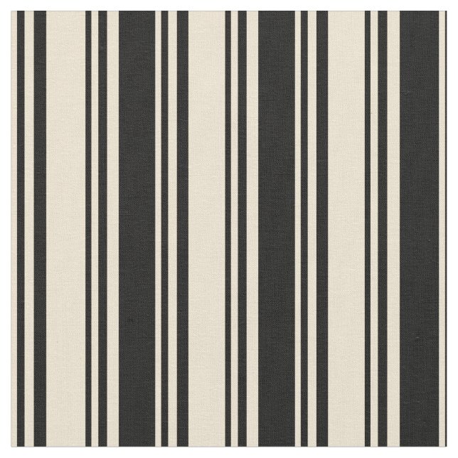 Beige & Black Stripes Fabric (Close Up)