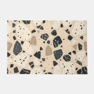 Beige Black Terrazzo Pattern Neutral Abstract  Doormat