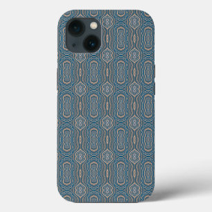 Beige Blue And Grey Alternating Pattern Design iPhone 13 Case