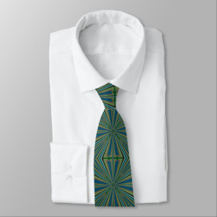 Beige Blue And Grey Alternating Pattern Design Tie