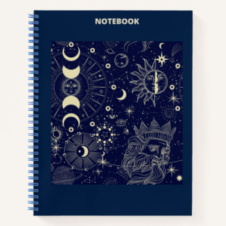 BEIGE & BLUE ASTROLOGY/ASTRONOMY THEMED NOTEBOOK