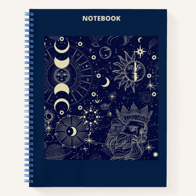 BEIGE & BLUE ASTROLOGY/ASTRONOMY THEMED NOTEBOOK (Front)