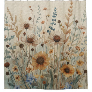 Beige Blue Brown Wild Flower