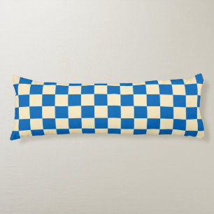 Beige + Blue Check Chequered Chequerboard Pattern Body Pillow