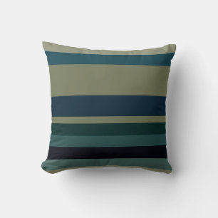 Beige, Blue, green and black stripes Throw Pillow