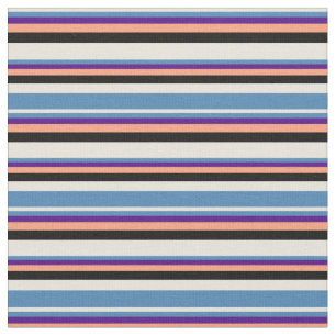 Beige, Blue, Indigo, Light Salmon & Black Coloured Fabric