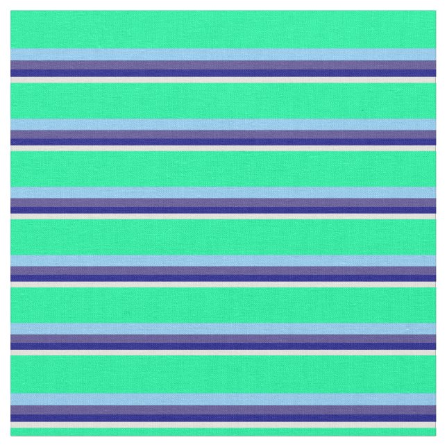 Beige, Blue, Slate Blue, Light Sky Blue & Green Fabric (Close Up)