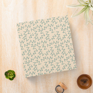 Beige Blue Zig Zag Pattern Binder