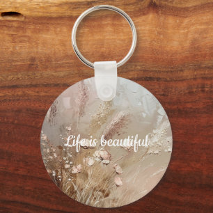 Beige Blush Boho Floral Keychain