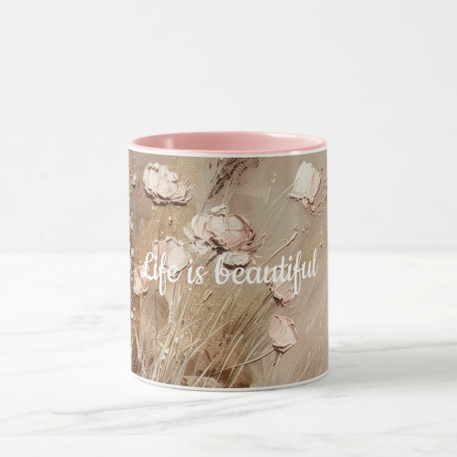 Beige Blush Boho Floral  Mug (Center)