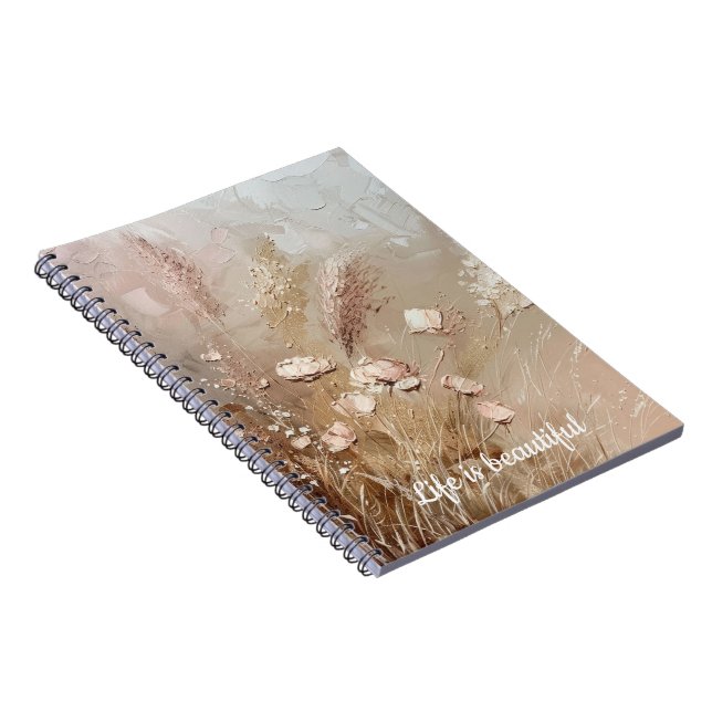 Beige Blush Boho Floral  Notebook (Right Side)
