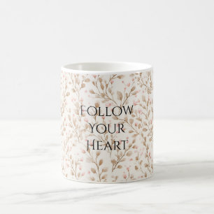 Beige Blush Pink Floral Coffee Mug
