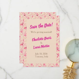 Beige & Blush Pink Floral Save the Date Card