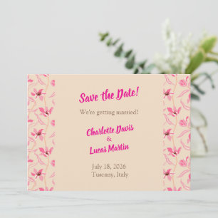 Beige & Blush Pink Floral Save the Date Card