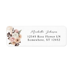 Beige & Blush Pink Rustic Floral Adresse de retour