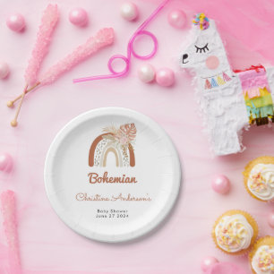 Beige Bohemian Favour Baby Shower Paper Plate