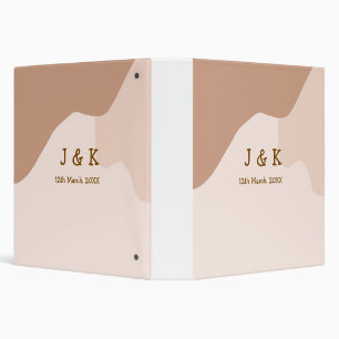 Beige boho curvy orange wedding name date binder