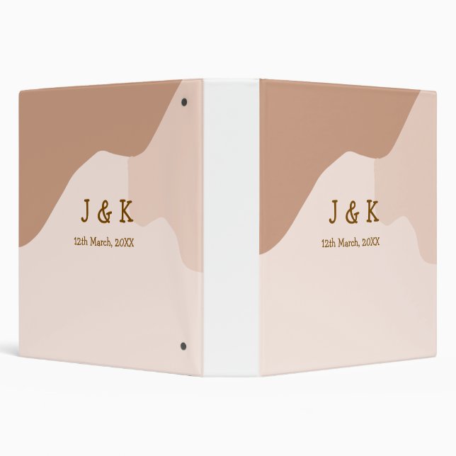 Beige boho curvy orange wedding name date binder (Background)