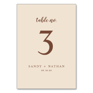 Beige Boho Wedding Table Number