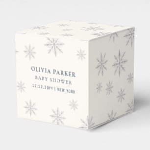 Beige Boho Winter Snowflake Baby Shower Favor Box