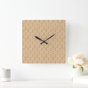 Beige Bold Y2K Wildflower Vibrant Home Decor Square Wall Clock