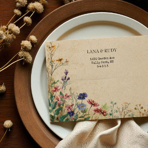Beige Border Rustic Boho Wildflower  Envelope
