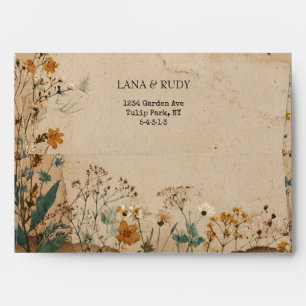 Beige Border Rustic Boho Wildflower  Envelope