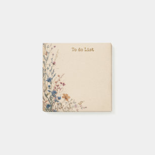 Beige Border Rustic Boho Wildflower  Post-it Notes