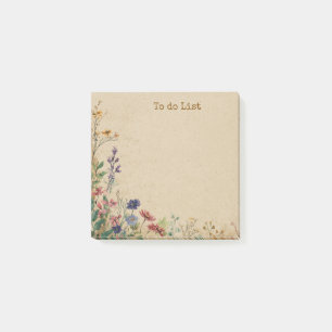 Beige Border Rustic Boho Wildflower Post-it Notes