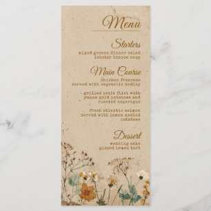 Beige Border Rustic Boho Wildflower Wedding Menu