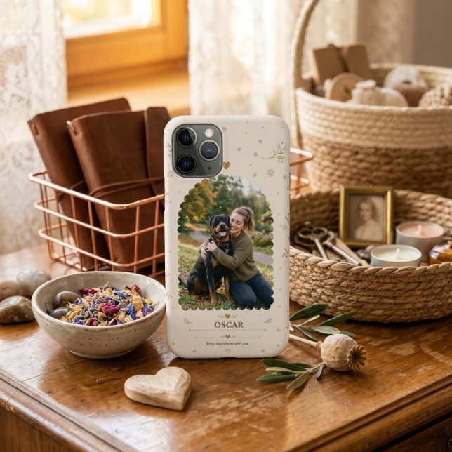 Beige Botanical Personalized Dog Photo Easy Custom Case-Mate iPhone Case (Creator Uploaded)