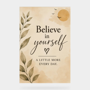 Beige Botanical Positive Quote Acrylic Sign