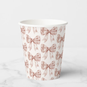 Beige Bow Baby or Bridal Shower, Birthday Party Paper Cups