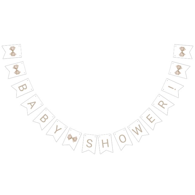 Beige Bow Baby Shower Bunting Flags (All)