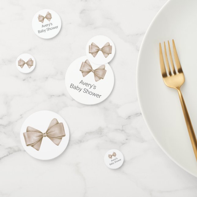 Beige Bow Baby Shower Confetti (Group)