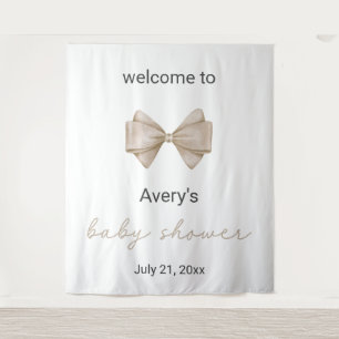 Beige Bow Baby Shower Tapestry