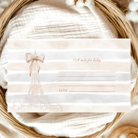 Beige Bow Bonjour Bebe Baby Shower Note for Baby
