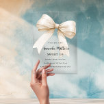 Beige bow elegant clear Sweet 16 luxury Acrylic Invitations<br><div class="desc">A clear,  transparent background,  decorated with a beige,  cream coloured large bow. Personalize and add a name and party details.</div>