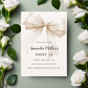 Beige bow elegant Sweet 16 Invitation