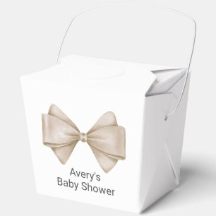 Beige Bow Modern Boho Baby Shower Favor Box