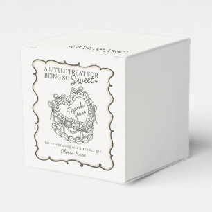 Beige Bow Retro Heart Coquette Cake Birthday Favor Box